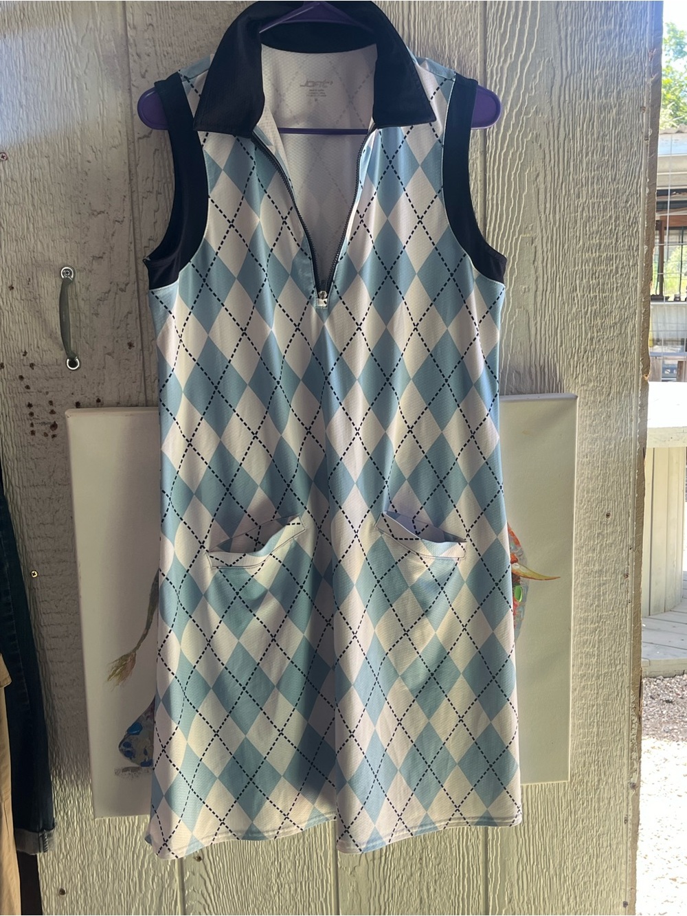 Jofit Blue and White Argyle Sleeveless Polo Dress